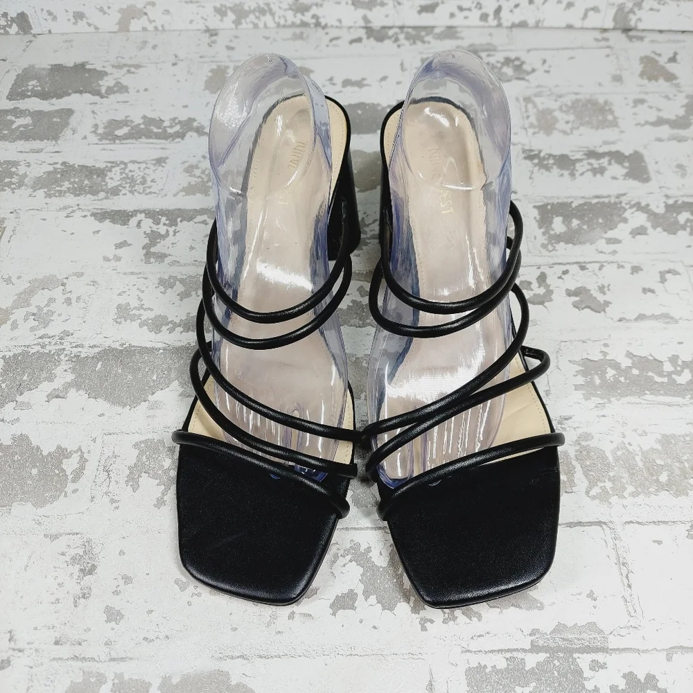 New Nine West Womens Getcha 3 Faux Leather Slip On Heels C67 - Picture 4 of 12